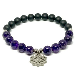 Minerální náramek ametyst, onyx - TAJEMSTVÍ